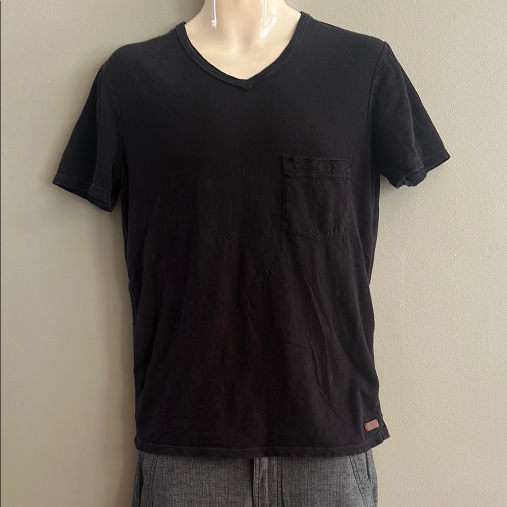 7 For All Mankind Black Short Sleeve Tees